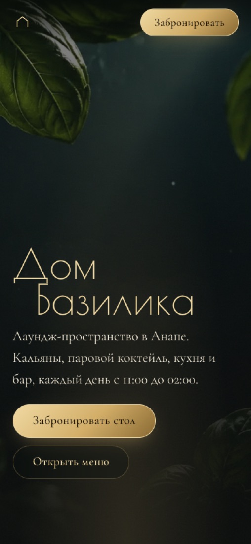 Концепт сайта лаунж-пространства
